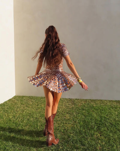 Monica | Mini Abito con Collo Alto